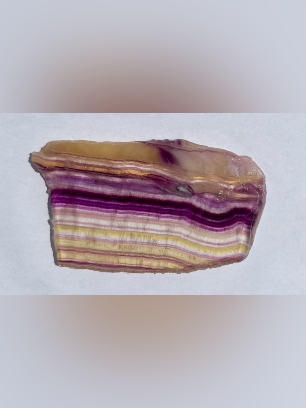 Polished Fluorite Slice_Deep Violet Bands for Calming Balance_Violet/Yellow